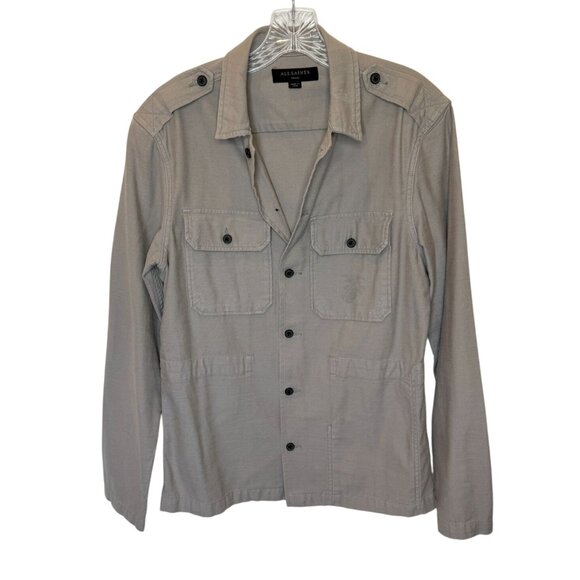 Allsaints Sapper Gray Long Sleeve Shirt Jacket - Size S - Picture 1 of 6